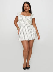 Evangelie Ruched Mini Dress White Polka Curve