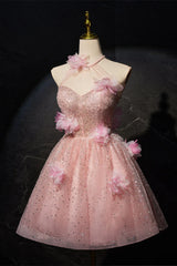 Halter Neck Blush Pink Tulle Dress