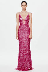 Misha Sapphire Sequin Maxi Dress - Fuchsia