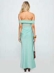 Only Exception Off The Shoulder Maxi Dress Aqua