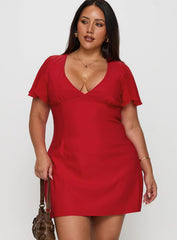 Florie Corset Mini Dress Red Curve