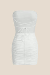 Strapless Red Bodycon Lace-up Short Dress