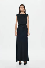 Misha Rocky Satin Dress - Black