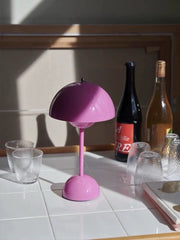 Contemporary Cordless Portable Cute Mushroom Table Lamp, Flowerpot VP9