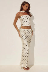 Blaine Maxi Skirt - Cream/Black Polka