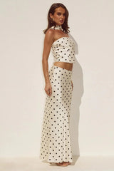 Blaine Maxi Skirt - Cream/Black Polka