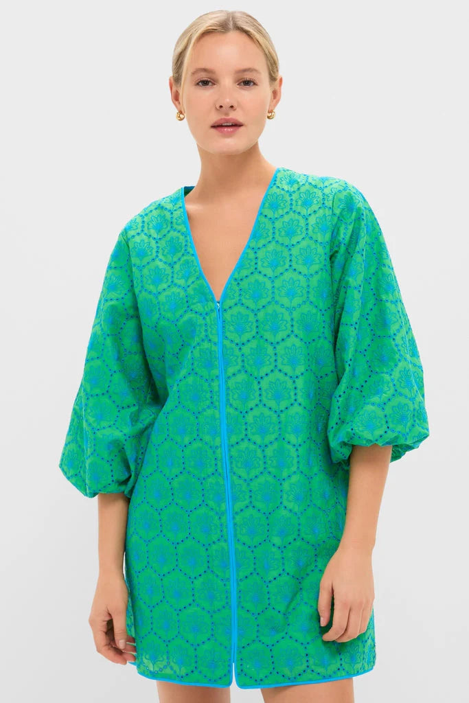 Seafoam Palm Eyelet Mini Arem Caftan