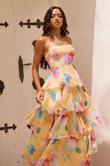 Free Daydream Chiffon Maxi Dress - Yellow Multi