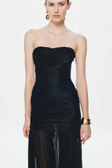 Misha Ember Wrapped Dress - Black