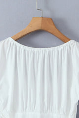 White Lace Patchwork Cotton Short Dress
