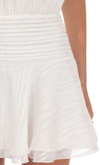 Shimmer Mock Neck Halter Dress in White