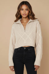 Jax Crop Jumper - Beige