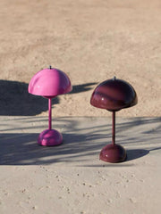 Contemporary Cordless Portable Cute Mushroom Table Lamp, Flowerpot VP9