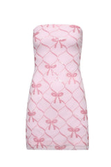 Strapless Pink Tight Short Dress with Lace-up Back