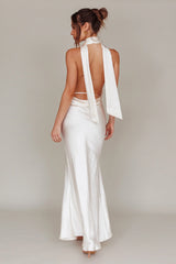 Italia Azure Halterneck Maxi Dress Oyster