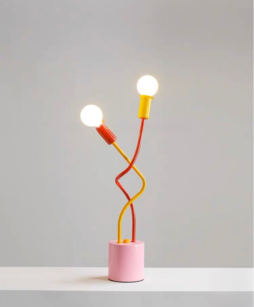 Whimsical Eclectic Memphis Cute Whimsical Sprout Table Lamp - Decorative Dopamine Metal Desk Lamp